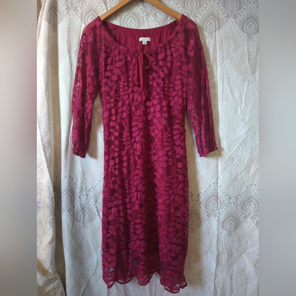 Garnet Hill Burgundy lace dress